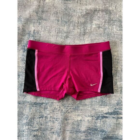 Nike Berry Pink Black Dri Fit Tempo Athletic Shorts Women's Small - Picture 1 of 6